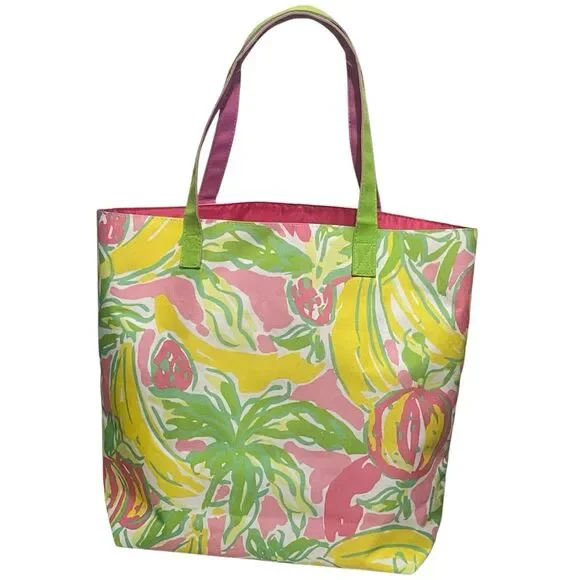 Lilly Pulitzer for Estee Lauder Strawberry Banana Pink Vibrant Tote Bag Colorful - Picture 2 of 8